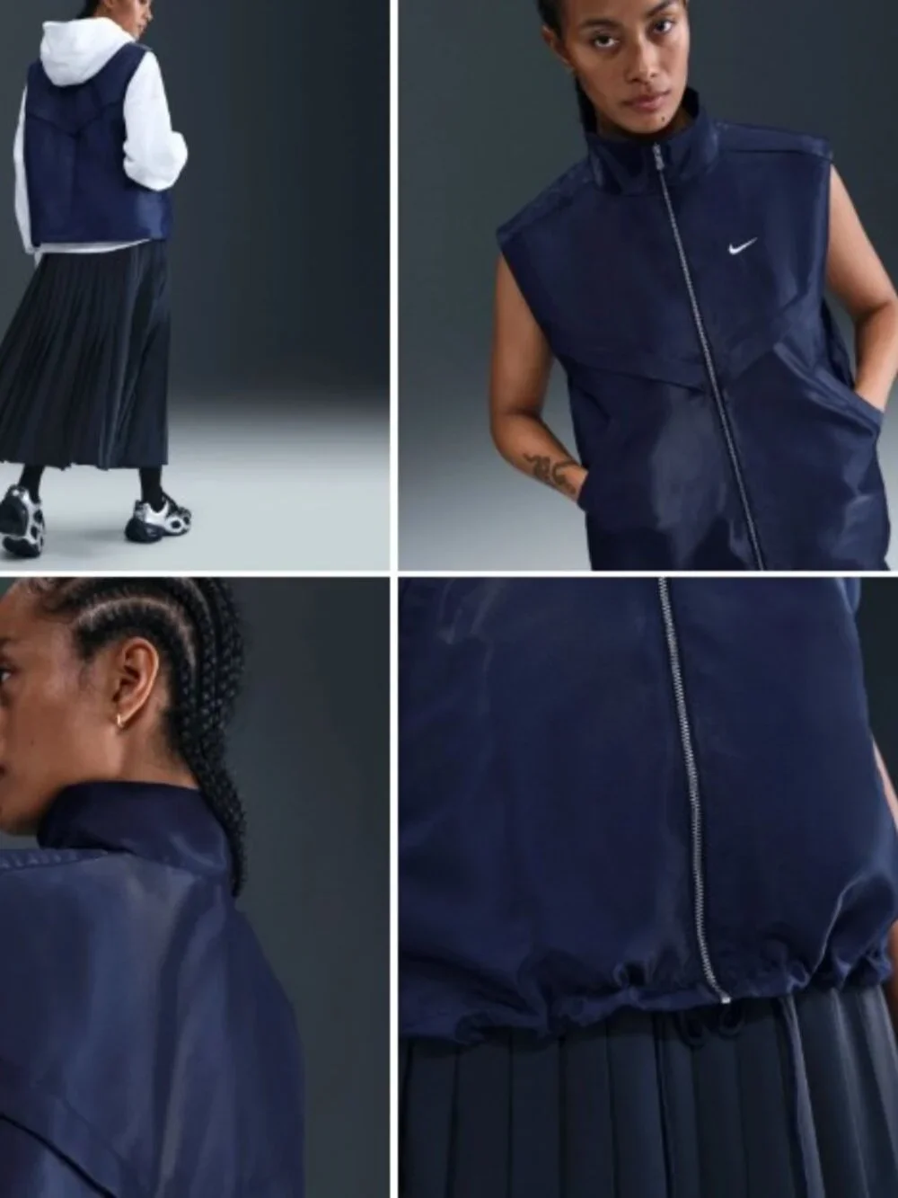 Nike Women Navy Blue Sportswear Shine Windrunner Full Zip Vest XL HV2472-410 NWT